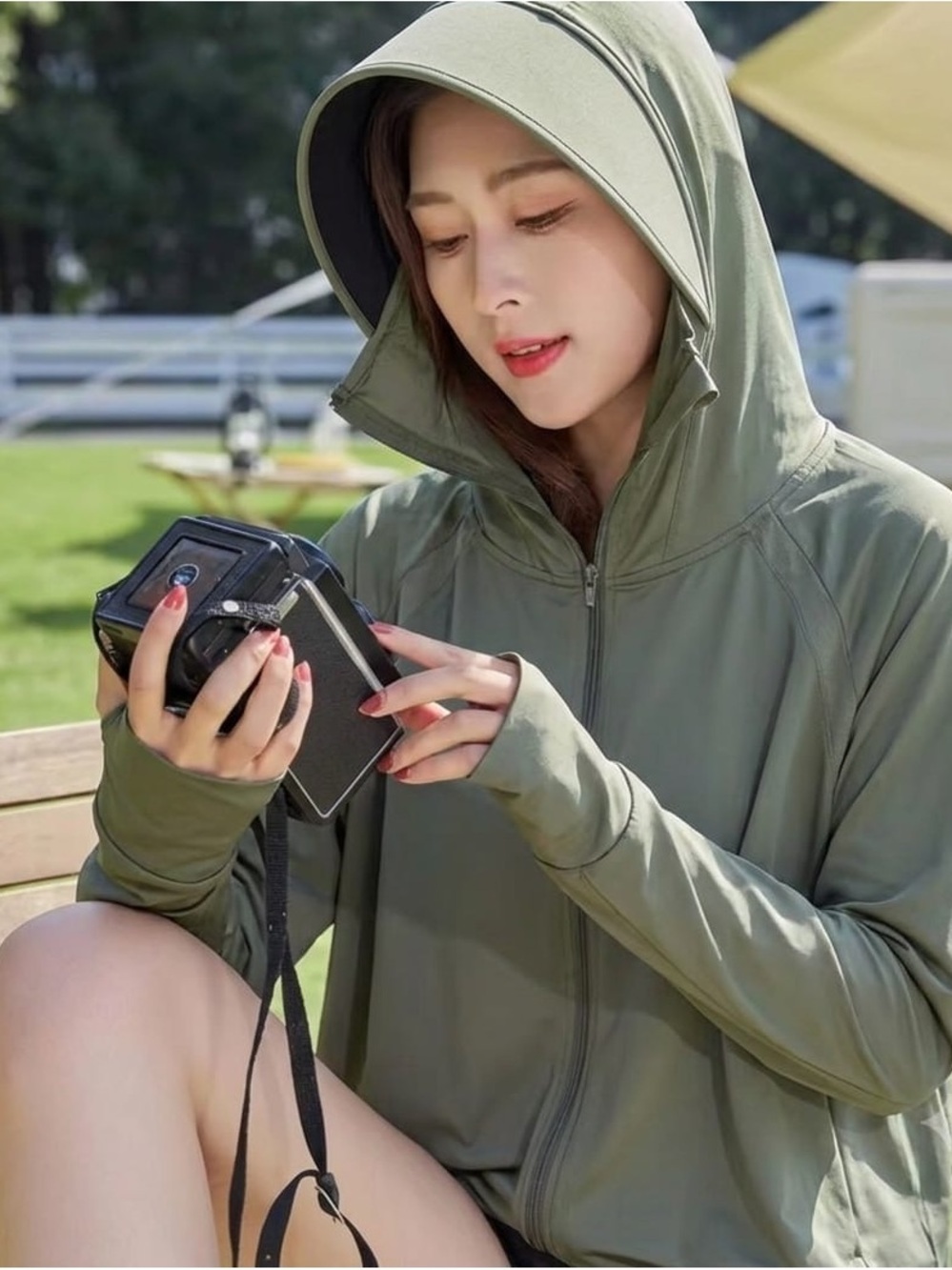 New Lightweight Hooded Zip Jacket in Olive Green